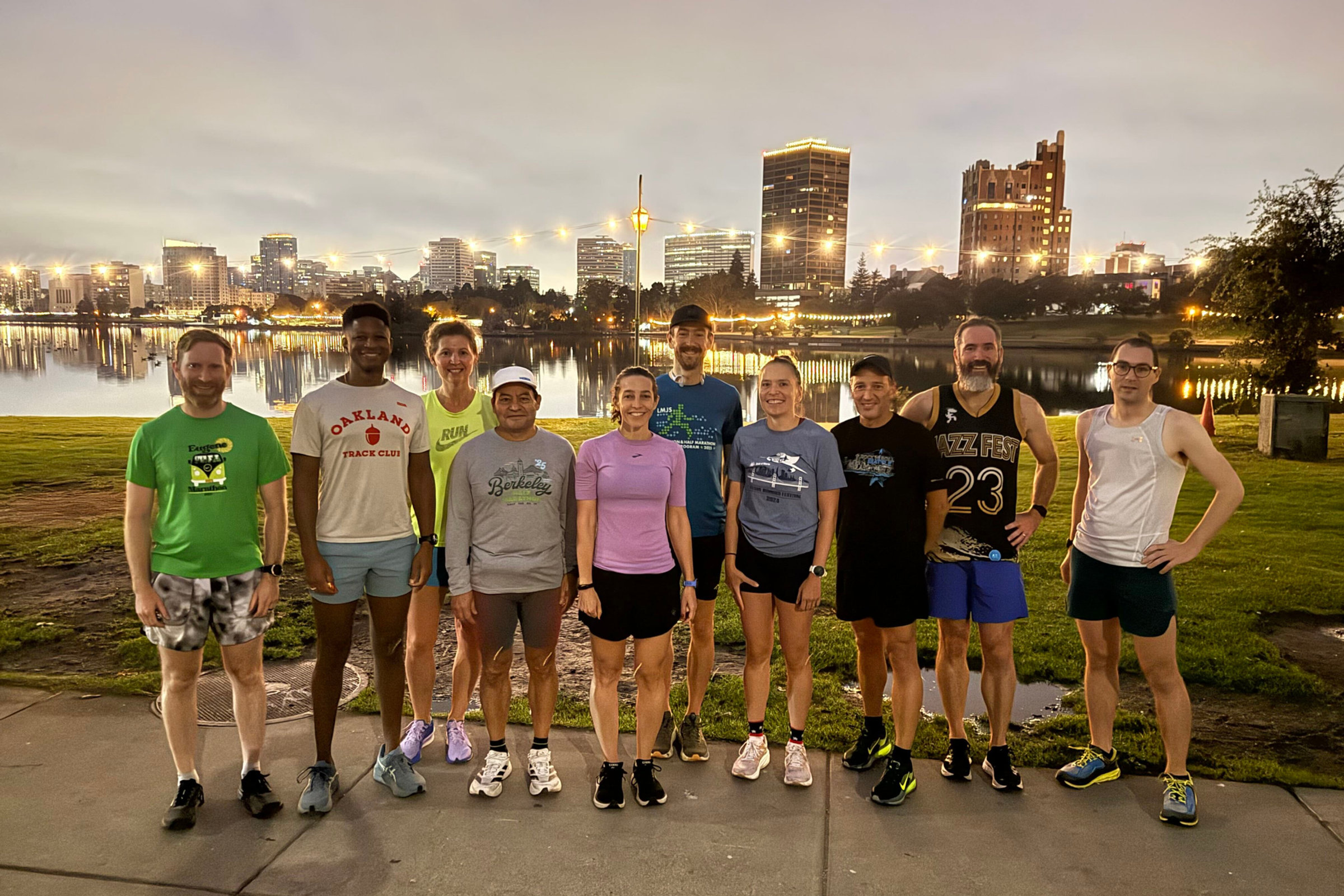 Oakland Track Club runners posing for a group photo