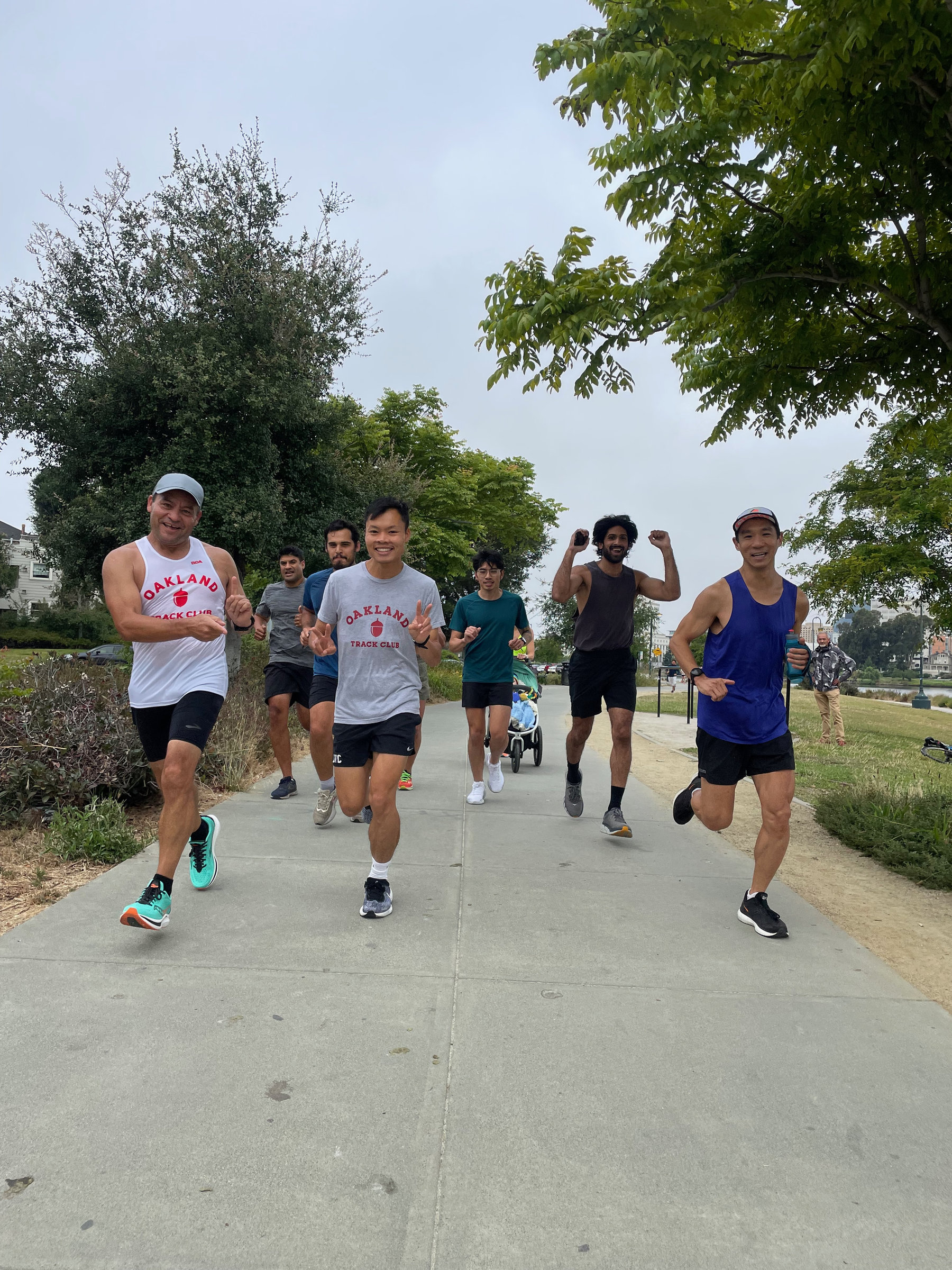Runners on a trail