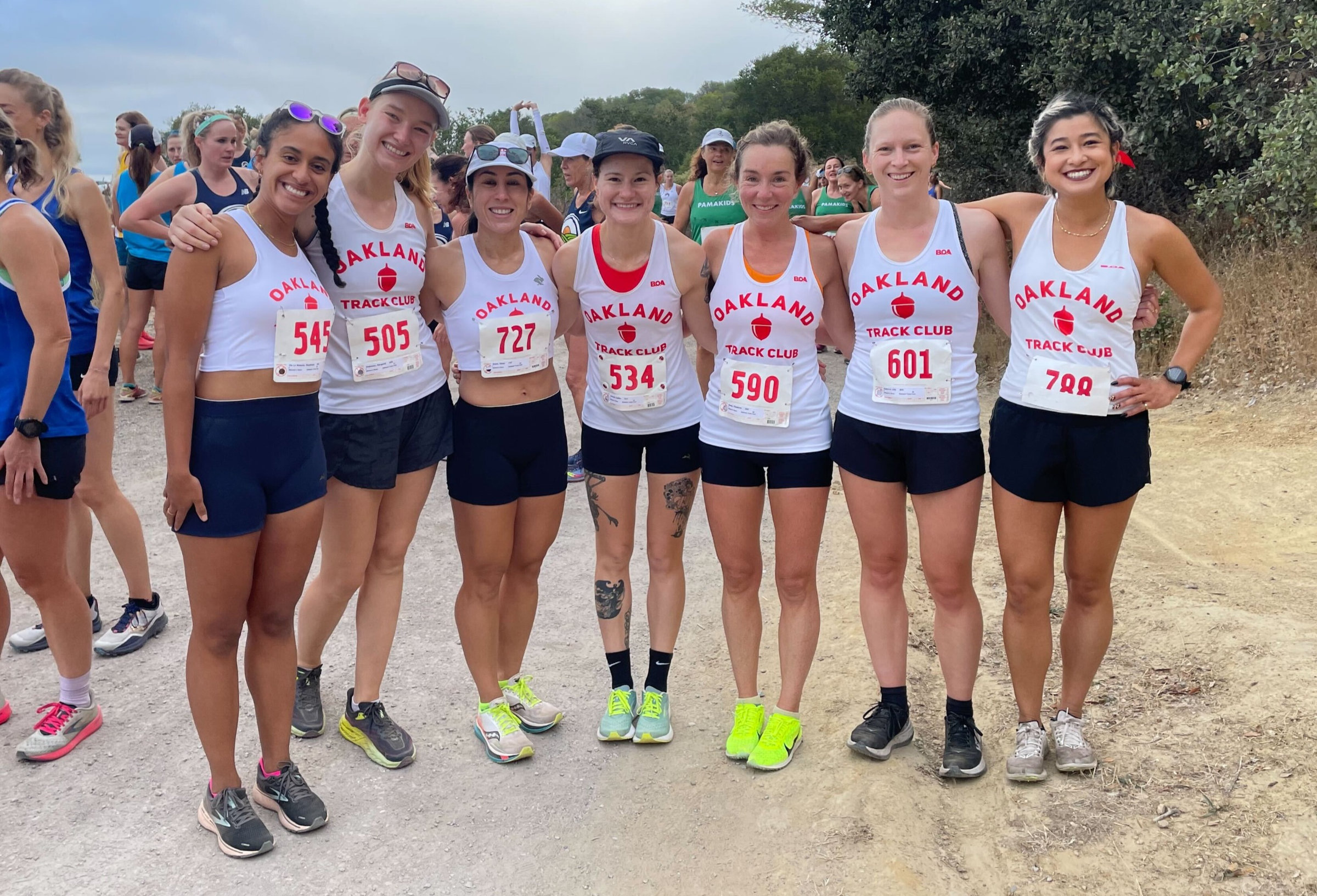 Oakland Track Club members at a cross country race